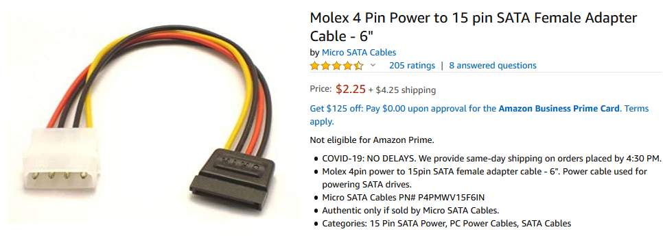 Molex SATA adapter